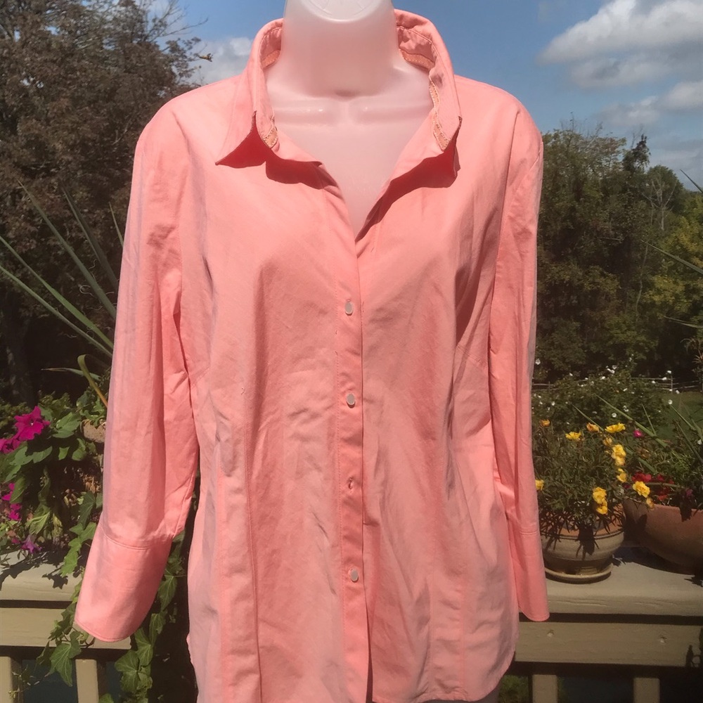Worthington - Easy Care peach blouse, Size 16